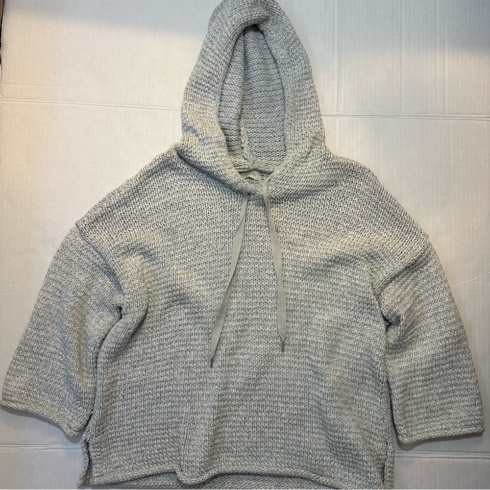 LOFT LOU & GREY - Grey Hooded Knit Sweater - Size Large